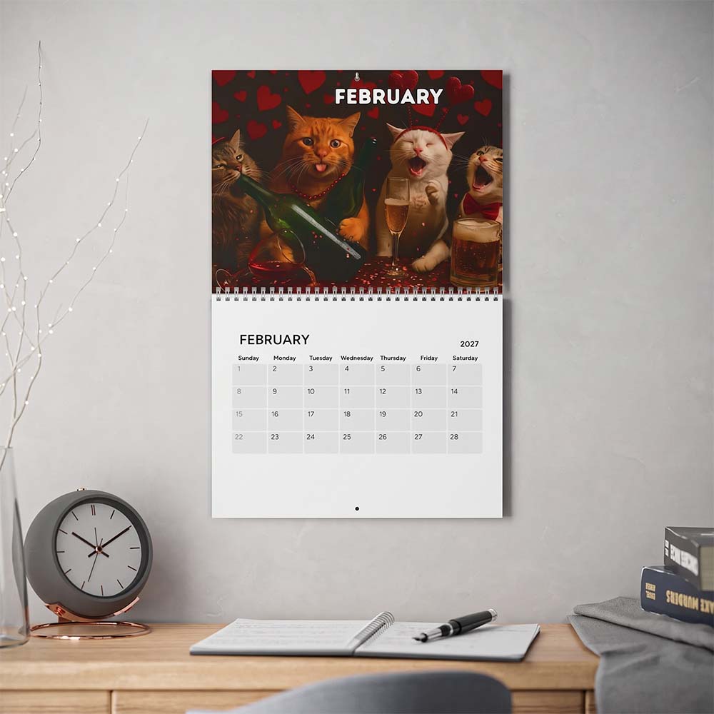 ๐บ๐ฑ Drunk Cats 2027 Wall Calendar โ 12 Months of Unfiltered Feline Chaos & Pure Laughs ๐