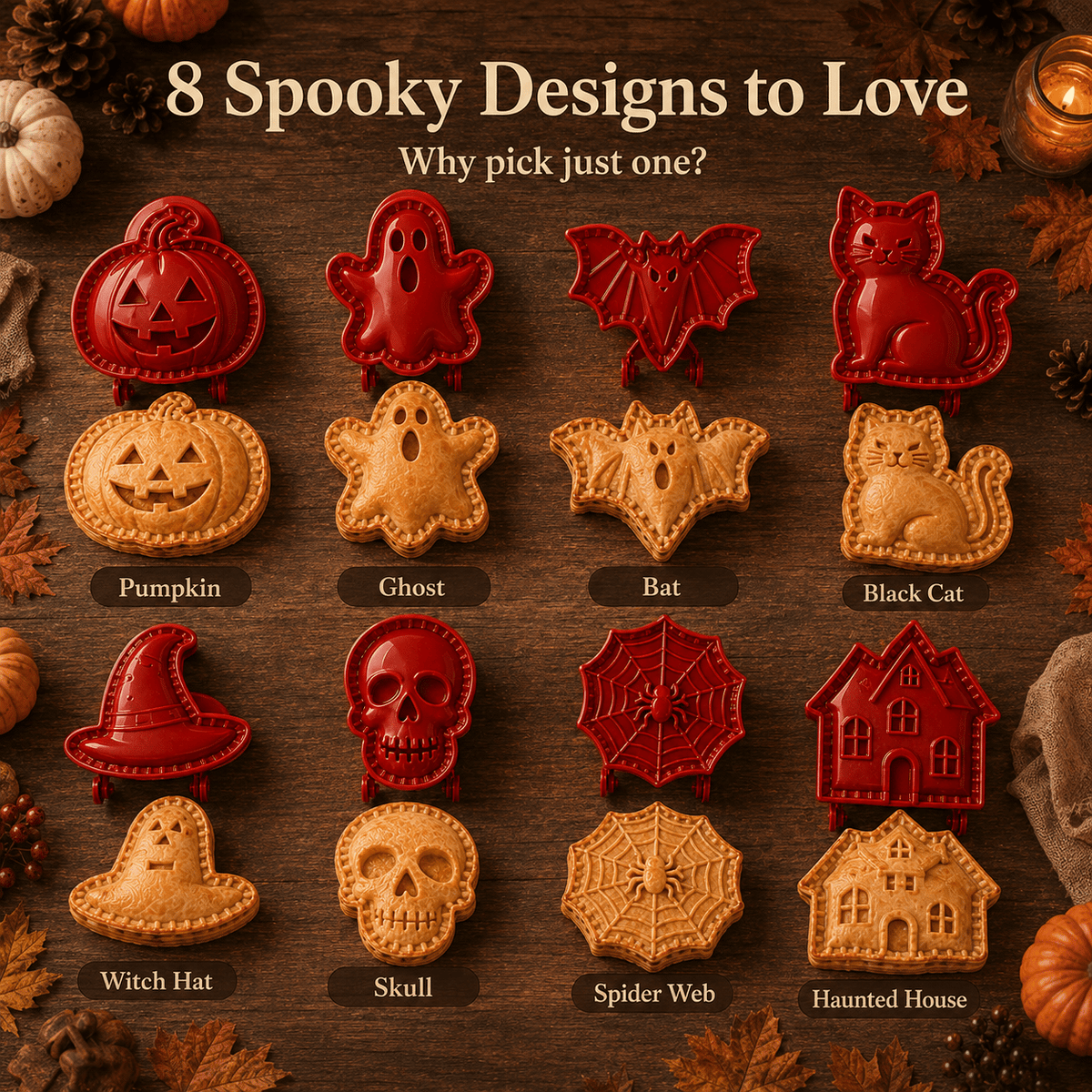 🕸️ 8-Pack Halloween Pocket Pie Molds – Bake Delightfully Spooky Mini Pies at Home!