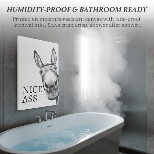Funny "Nice Ass" Donkey Canvas ✨ Cheeky Bathroom Wall Art 🖼️