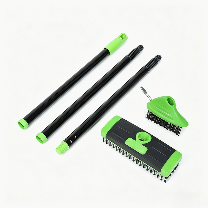 🌿 Weeds in driveway cracks? One brush scrapes, rakes, and sweeps them away! 🧹💥