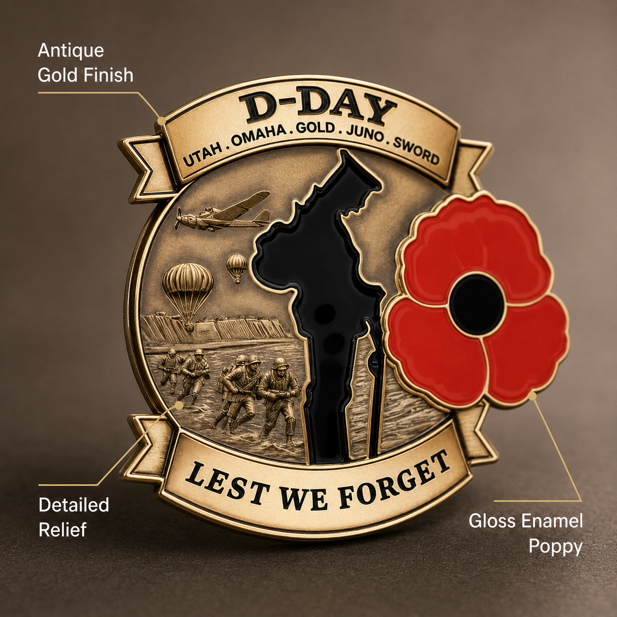 Honor Their Sacrifice 🌹 80th Anniversary Brooch (Free Delivery Funded by 80th Remembrance Grant – Ends Today)