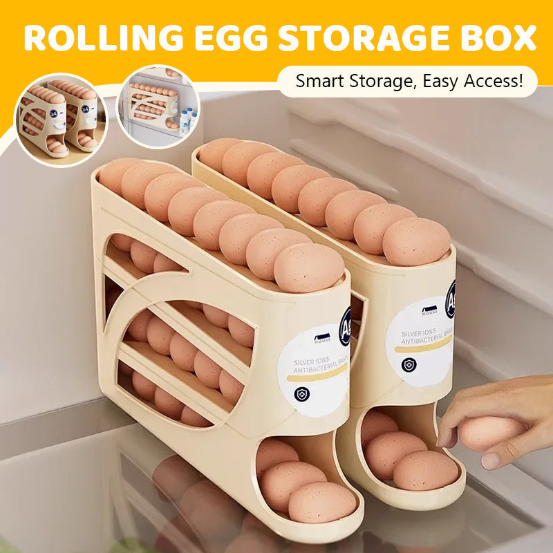 Rolling Egg Organiser – Space-Saving Fridge Storage (30 Eggs) 🥚✨
