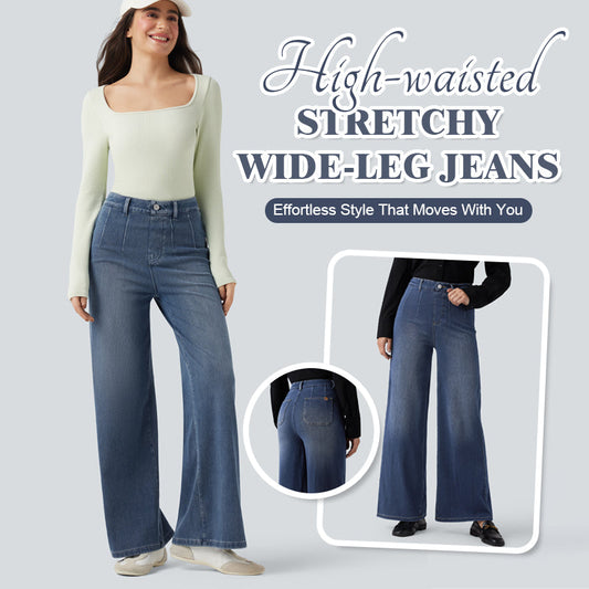 High-Waisted Stretchy Wide-Leg Jeans – Flattering Fit & All-Day Comfort 👖