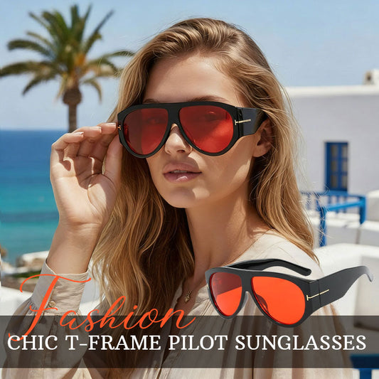 T-Frame Pilot Sunglasses — Oversized Retro Design with Comfort Nose Pads 🕶️✨