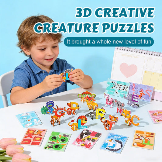 3D Creative Creature Puzzle Collection (Set of 30 Unique Designs) ✨