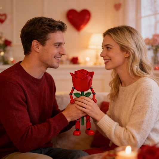 🌹 Rose Buddy Articulated Flower Ornament – Eco-Friendly Valentine's Gift ✨