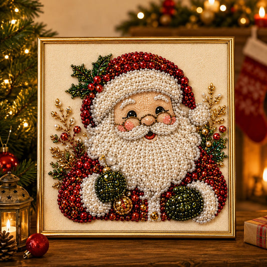 Cosy Winter Crafting 🎄 3D Christmas Raised Pearl Paint-by-Numbers Set (Includes Elegant Frame)