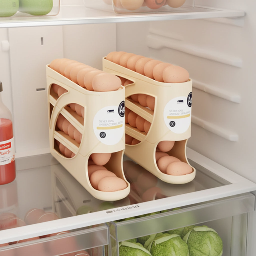 Rolling Egg Organiser – Space-Saving Fridge Storage (30 Eggs) 🥚✨