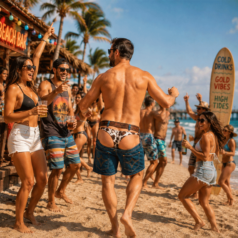 🏖️ Fake Denim Novelty Swim Shorts – Denim Style, Quick-Dry Holiday Comfort 🌊