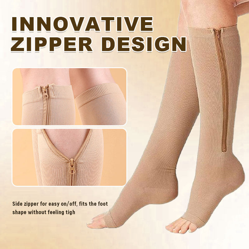 🏃‍♂️ Sports Zipper Compression Socks – Easy On/Off Support for Swollen Legs