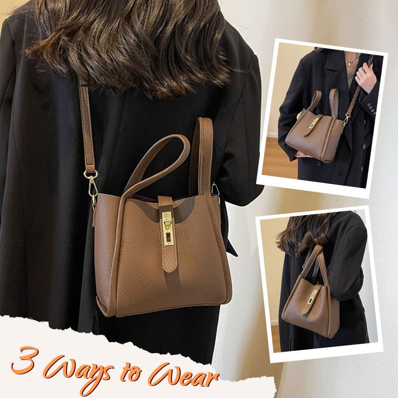 3-Way Soft PU Leather Bucket Bag – Crossbody, Shoulder & Handheld Tote 👜✨
