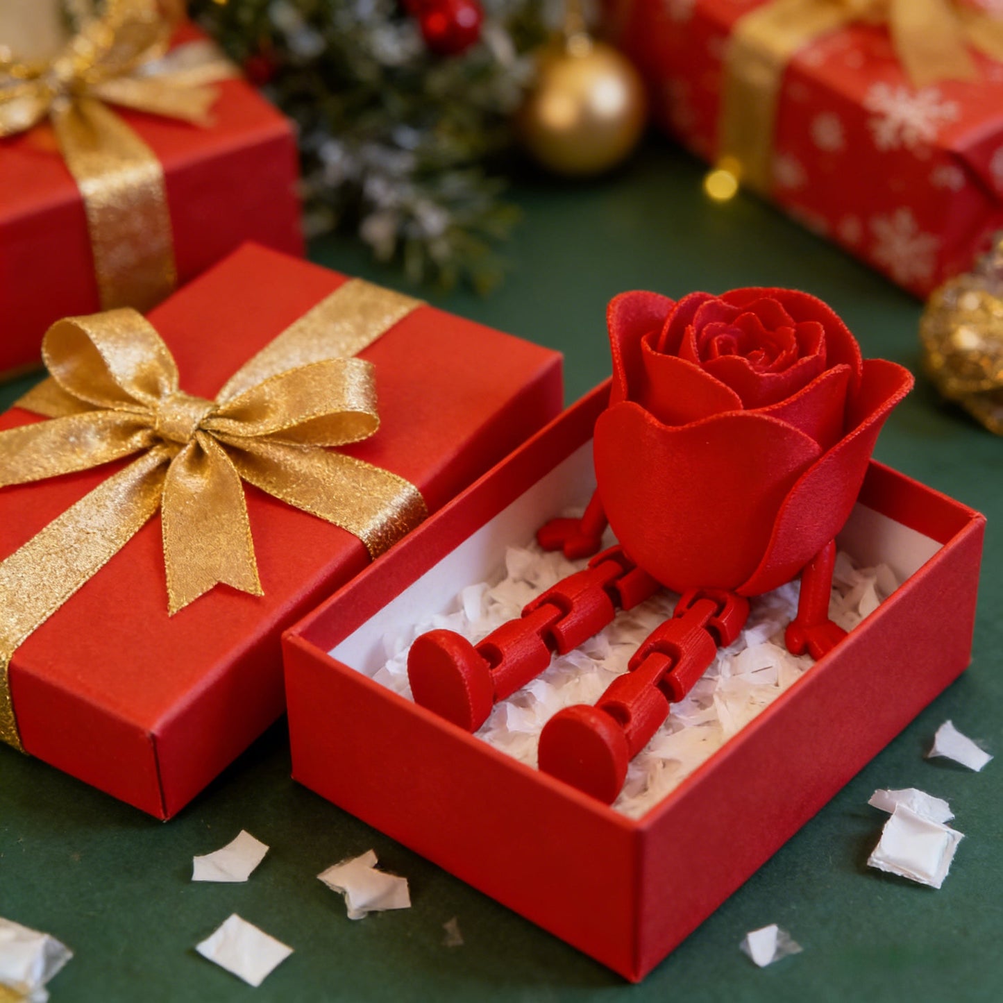 🌹 Rose Buddy Articulated Flower Ornament – Eco-Friendly Valentine's Gift ✨