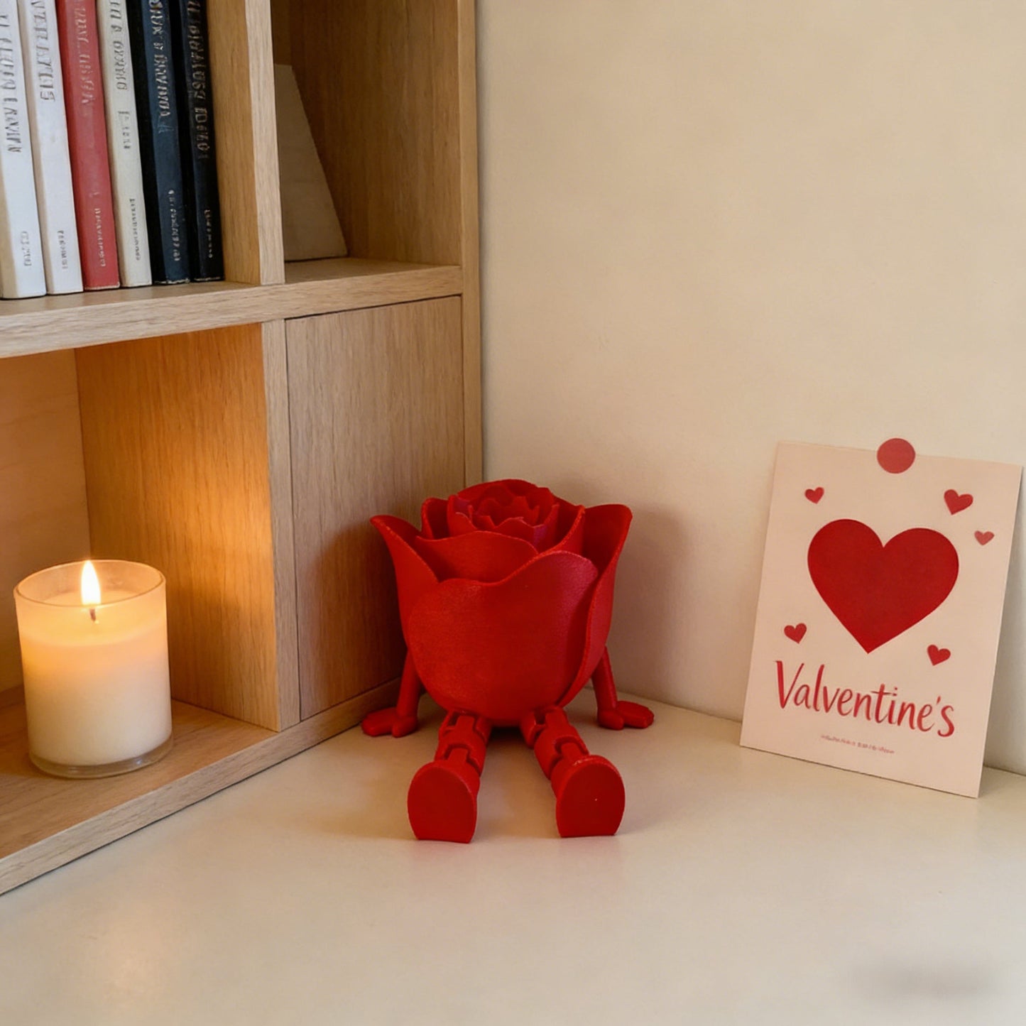 🌹 Rose Buddy Articulated Flower Ornament – Eco-Friendly Valentine's Gift ✨