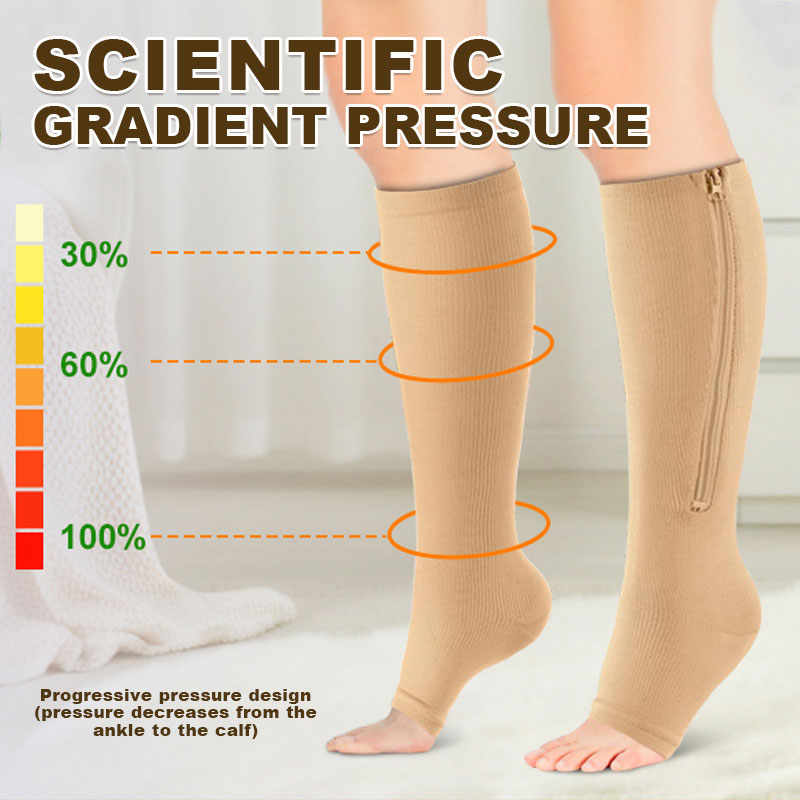 🏃‍♂️ Sports Zipper Compression Socks – Easy On/Off Support for Swollen Legs