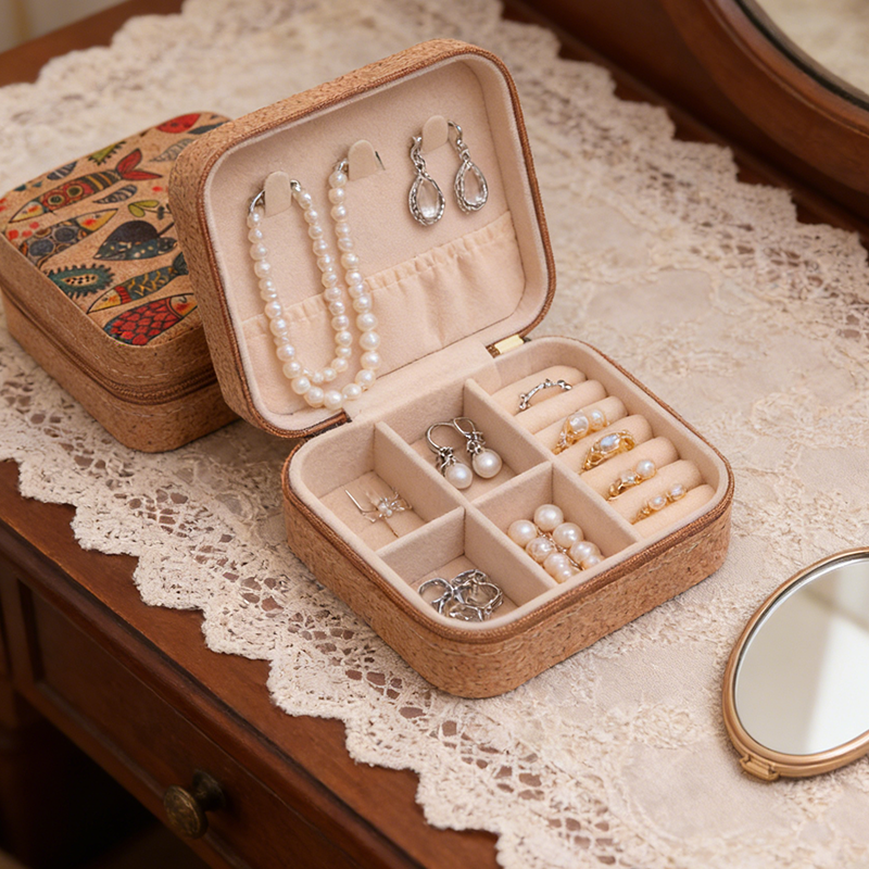 Retro Premium Cork Jewelry Box
