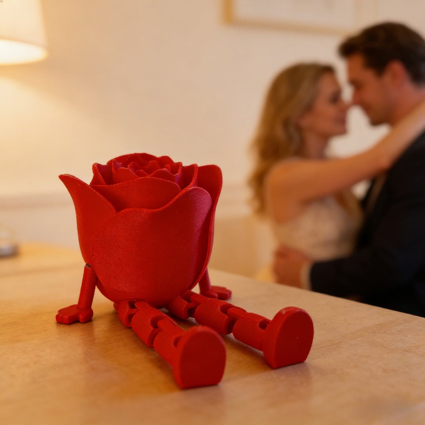 🌹 Rose Buddy Articulated Flower Ornament – Eco-Friendly Valentine's Gift ✨