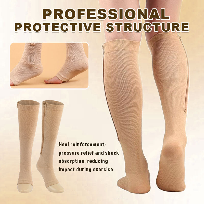 🏃‍♂️ Sports Zipper Compression Socks – Easy On/Off Support for Swollen Legs