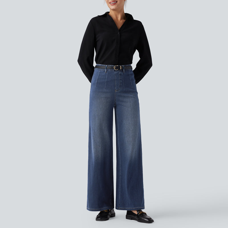 High-Waisted Stretchy Wide-Leg Jeans – Flattering Fit & All-Day Comfort 👖