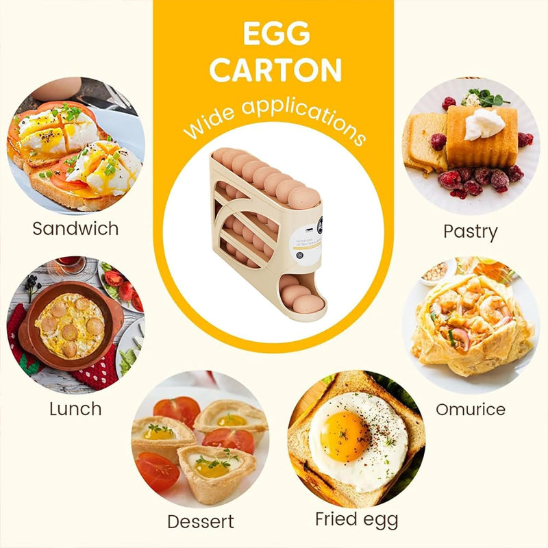 Rolling Egg Organiser – Space-Saving Fridge Storage (30 Eggs) 🥚✨