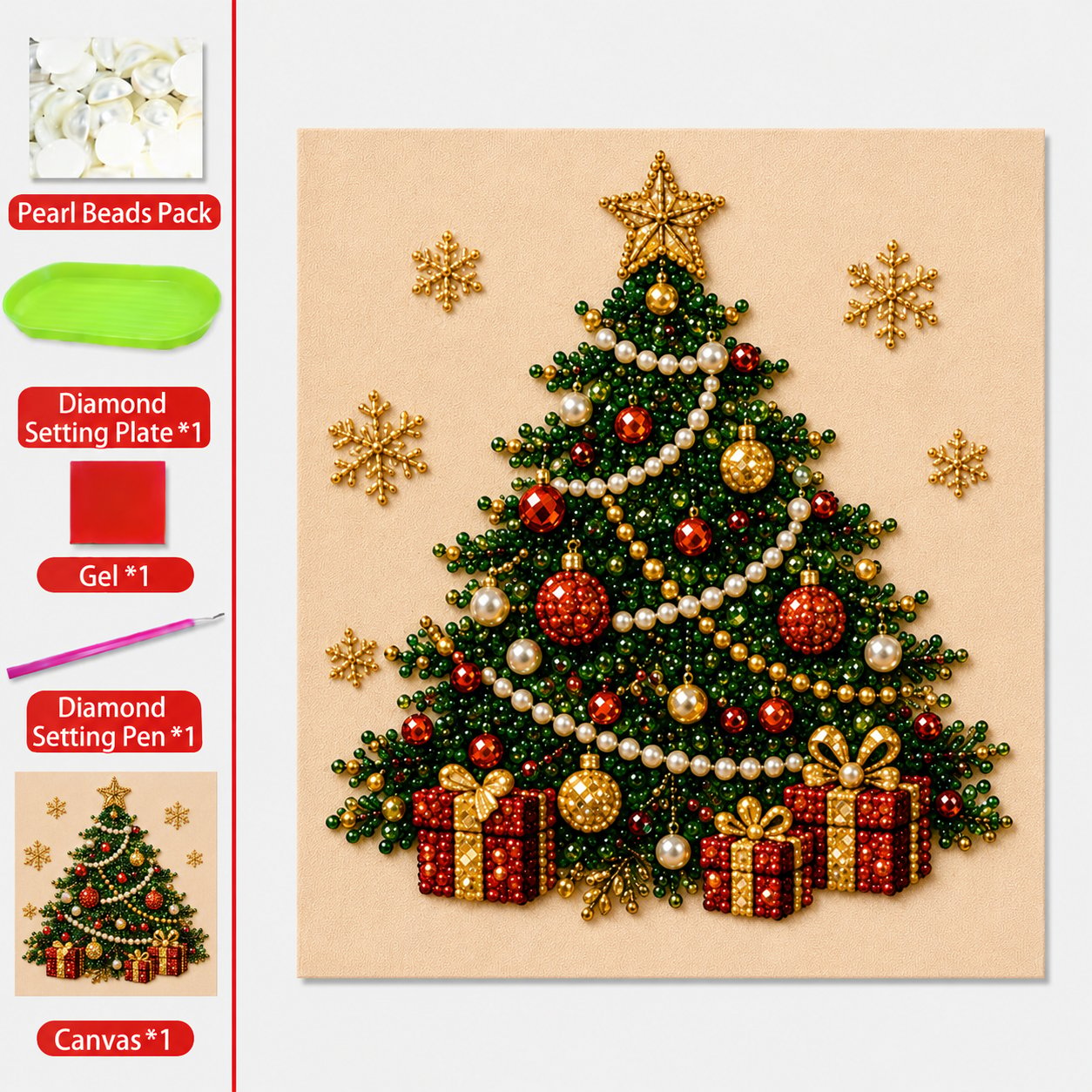 Cosy Winter Crafting 🎄 3D Christmas Raised Pearl Paint-by-Numbers Set (Includes Elegant Frame)