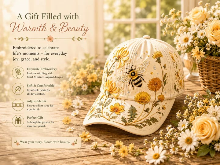 🌸🌿 Garden Morning Baseball Cap: Gentle Sunshine & Everyday Coziness! ☀️🌱🧢