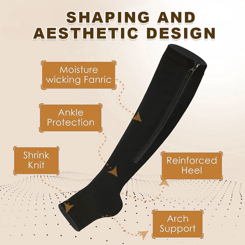 🏃‍♂️ Sports Zipper Compression Socks – Easy On/Off Support for Swollen Legs