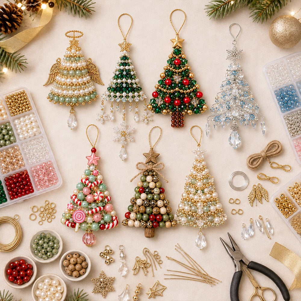 🎄 DIY Christmas Tree Beaded Ornament Kit-Craft your own sparkling holiday keepsake! ✨💎