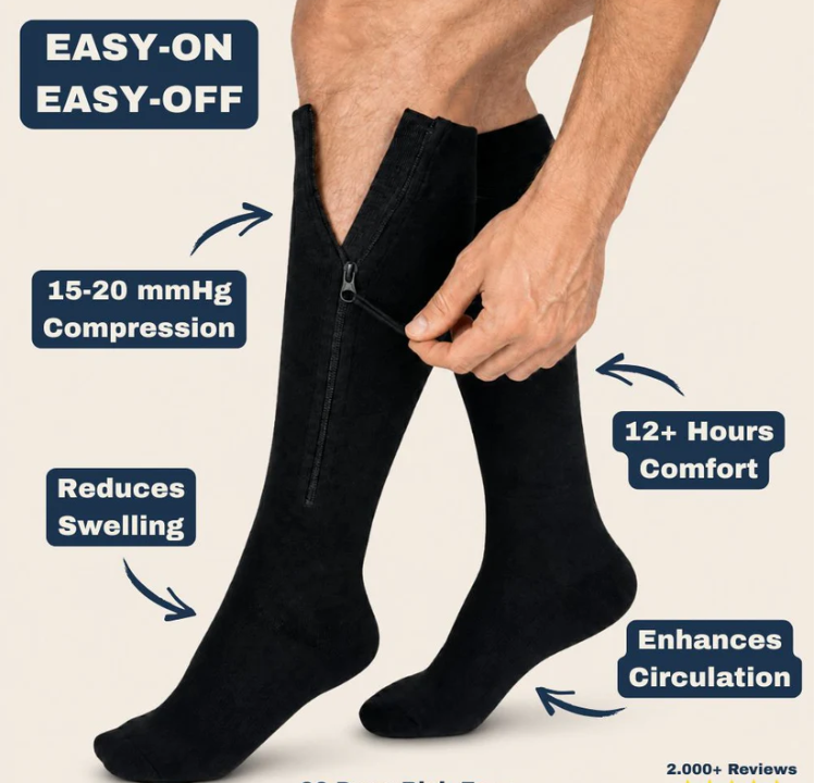 🏃‍♂️ Sports Zipper Compression Socks – Easy On/Off Support for Swollen Legs