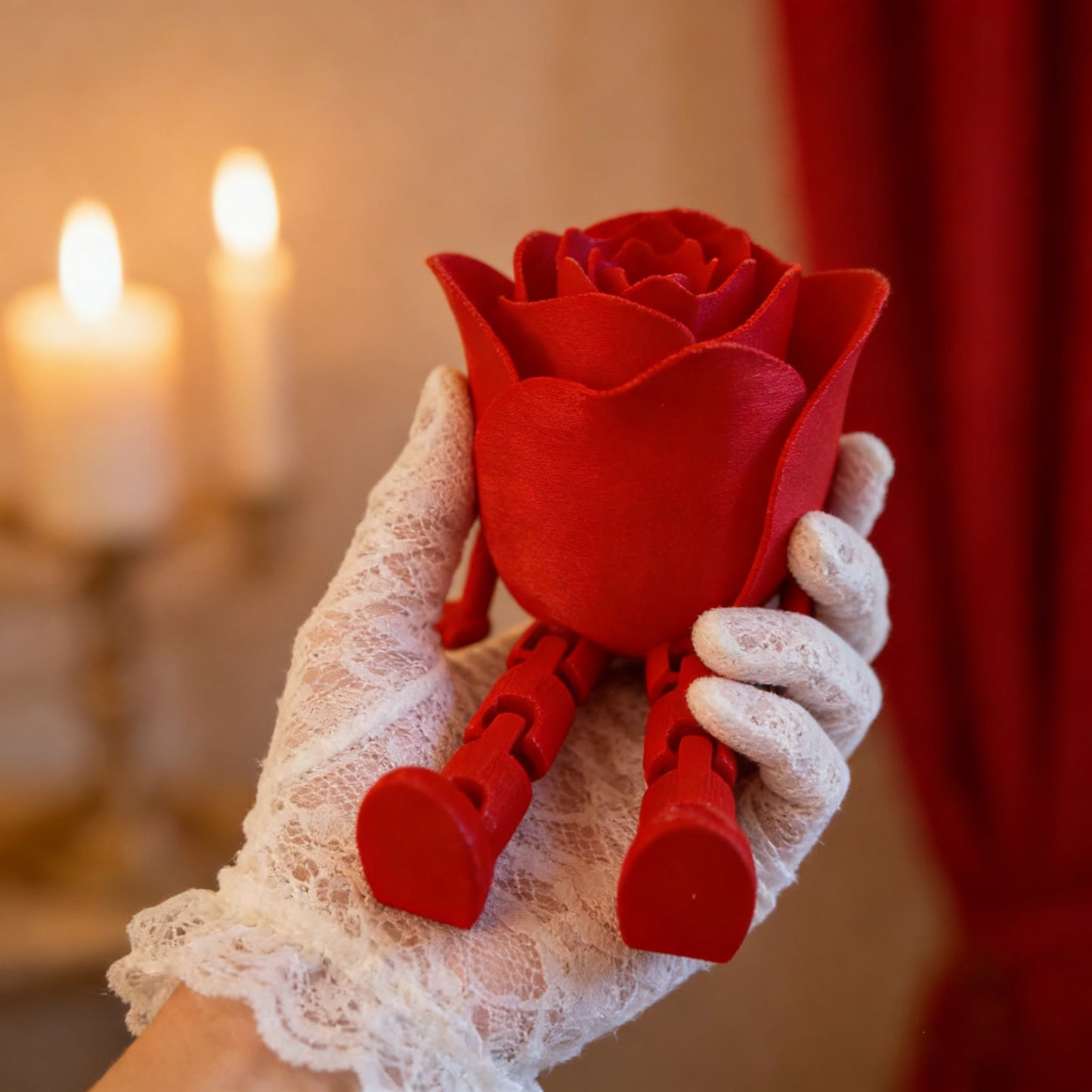 🌹 Rose Buddy Articulated Flower Ornament – Eco-Friendly Valentine's Gift ✨