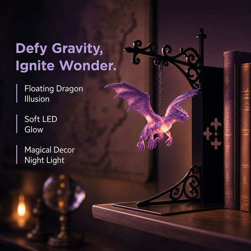 🔮 Bring Your Bookshelf to Life! The Magical Floating Dragon Ambient Lamp 📚