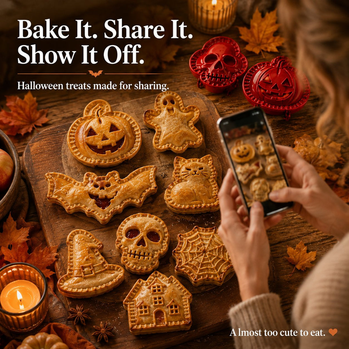 🕸️ 8-Pack Halloween Pocket Pie Molds – Bake Delightfully Spooky Mini Pies at Home!