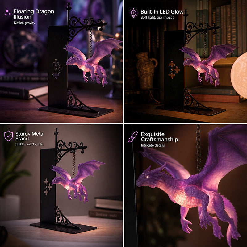 🔮 Bring Your Bookshelf to Life! The Magical Floating Dragon Ambient Lamp 📚