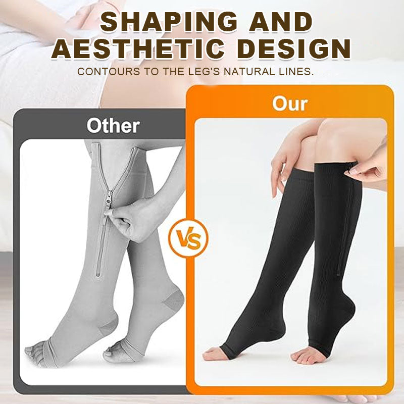 🏃‍♂️ Sports Zipper Compression Socks – Easy On/Off Support for Swollen Legs