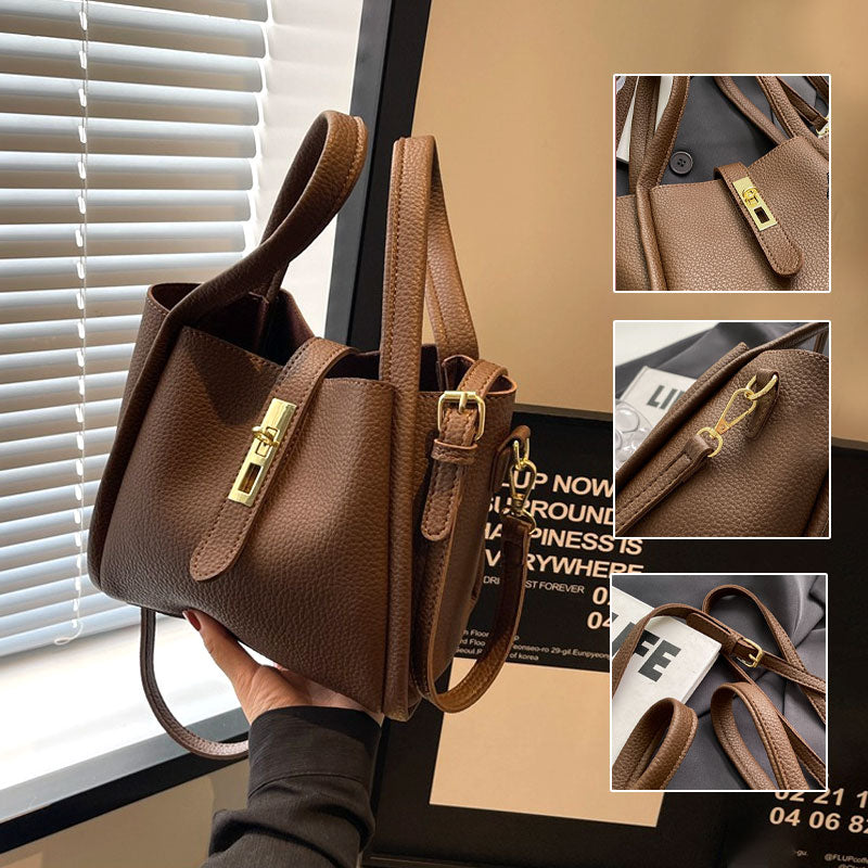 3-Way Soft PU Leather Bucket Bag – Crossbody, Shoulder & Handheld Tote 👜✨