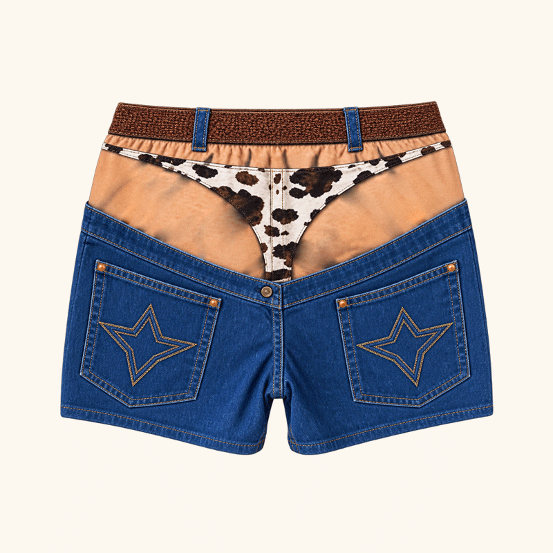 🏖️ Fake Denim Novelty Swim Shorts – Denim Style, Quick-Dry Holiday Comfort 🌊