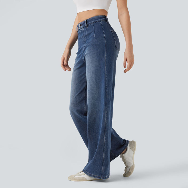 High-Waisted Stretchy Wide-Leg Jeans – Flattering Fit & All-Day Comfort 👖