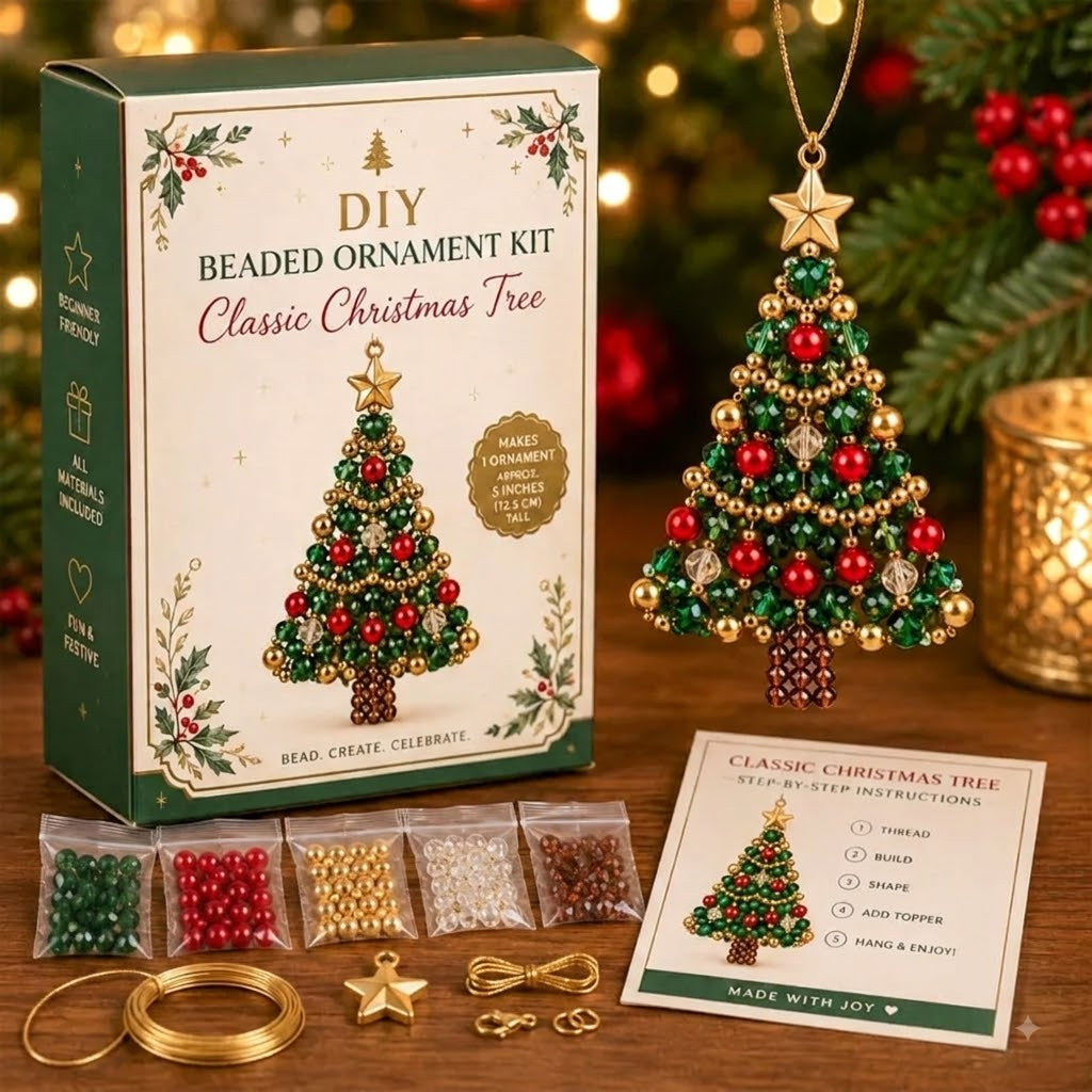 🎄 DIY Christmas Tree Beaded Ornament Kit-Craft your own sparkling holiday keepsake! ✨💎