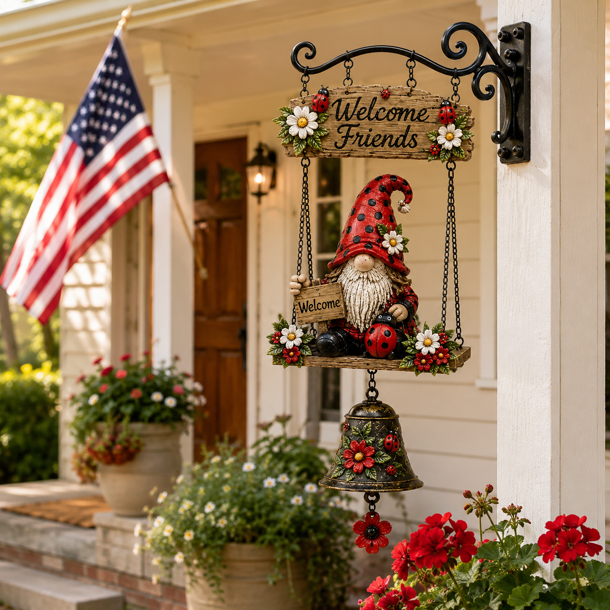 🔔 Rustic Welcome Sign with Vintage Bell — A beautiful, relaxing blikfang for your garden! 🌼