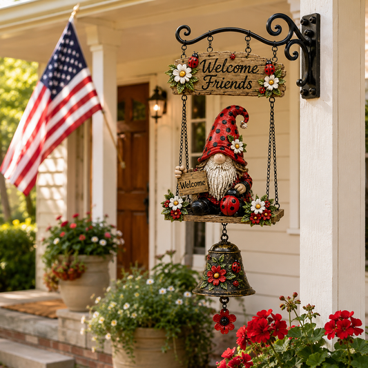 🔔 Rustic Welcome Sign with Vintage Bell — A beautiful, relaxing blikfang for your garden! 🌼