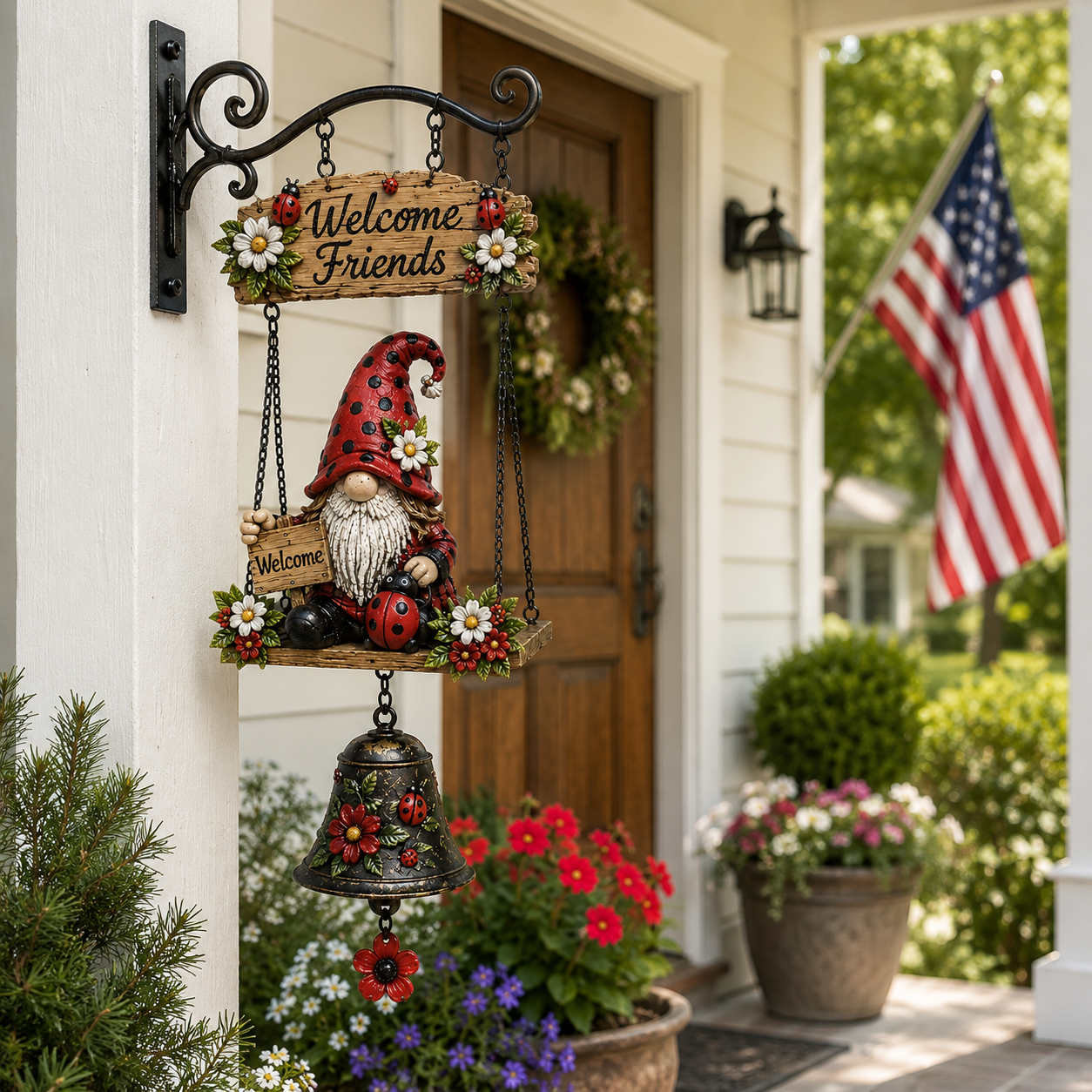 🔔 Rustic Welcome Sign with Vintage Bell — A beautiful, relaxing blikfang for your garden! 🌼