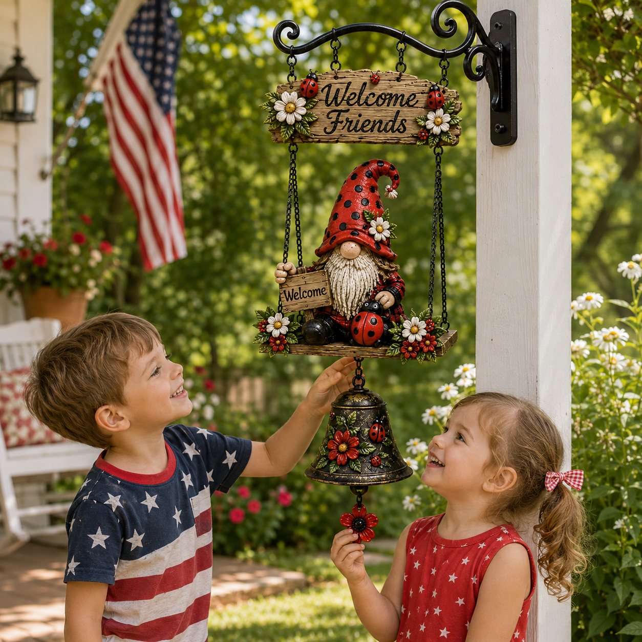 🔔 Rustic Welcome Sign with Vintage Bell — A beautiful, relaxing blikfang for your garden! 🌼