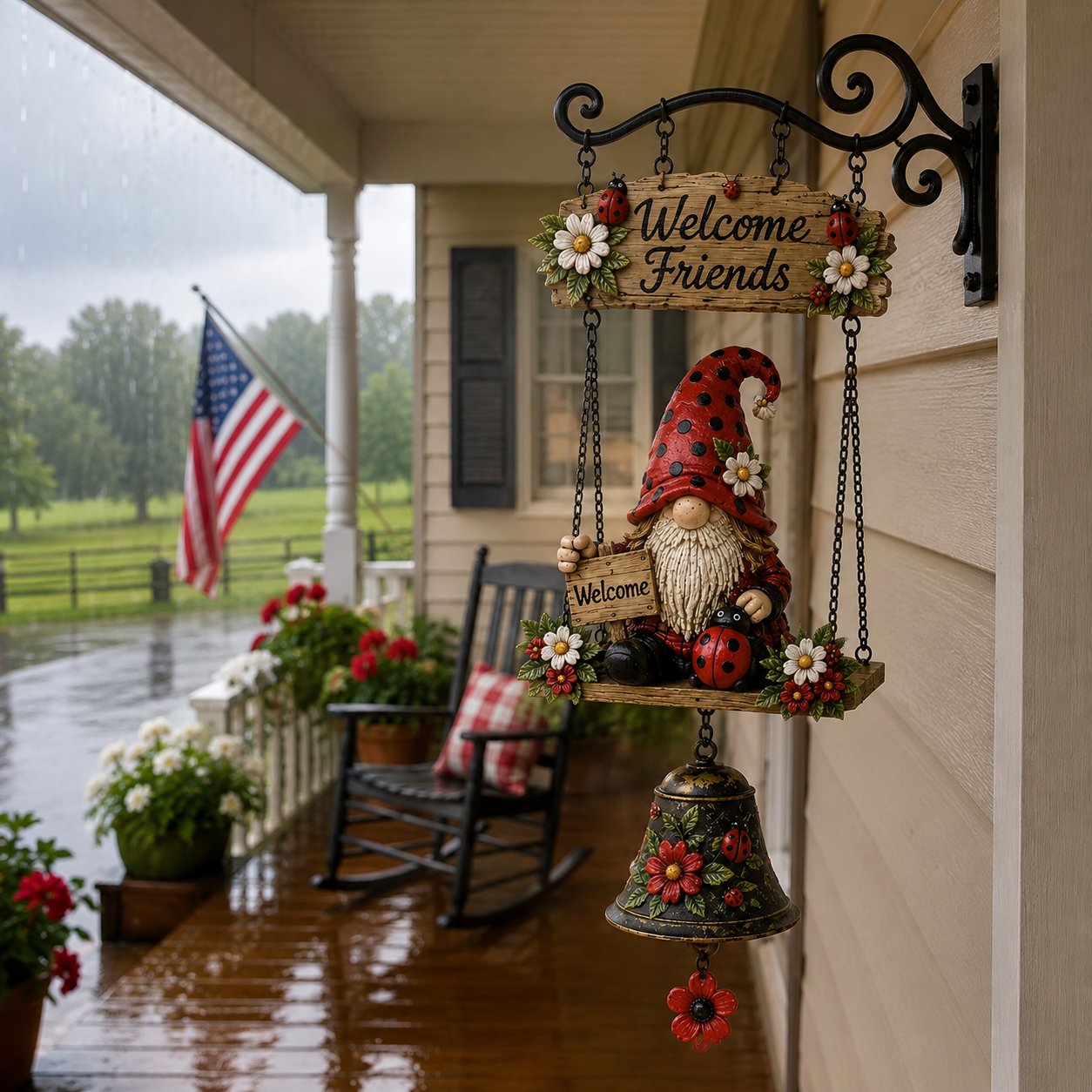 🔔 Rustic Welcome Sign with Vintage Bell — A beautiful, relaxing blikfang for your garden! 🌼