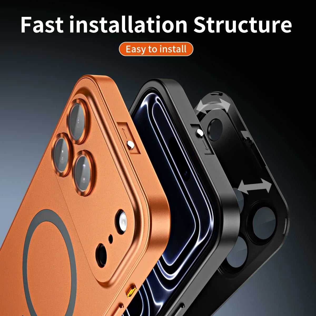 Magnetic Metal Snap-On Case For iPhone