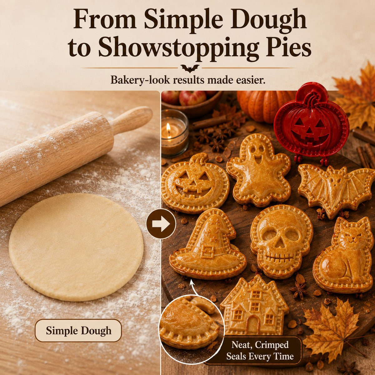 🕸️ 8-Pack Halloween Pocket Pie Molds – Bake Delightfully Spooky Mini Pies at Home!