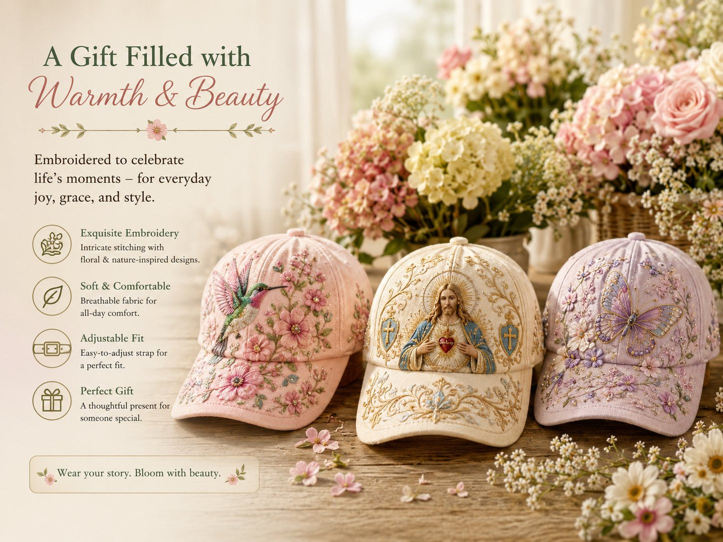 🌸🌿 Garden Morning Baseball Cap: Gentle Sunshine & Everyday Coziness! ☀️🌱🧢