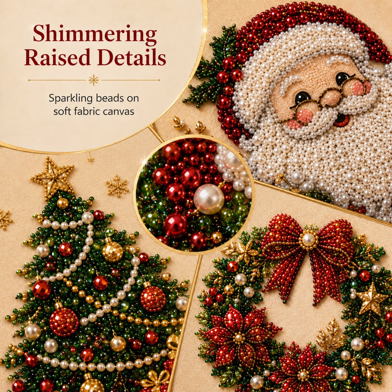 Cosy Winter Crafting 🎄 3D Christmas Raised Pearl Paint-by-Numbers Set (Includes Elegant Frame)