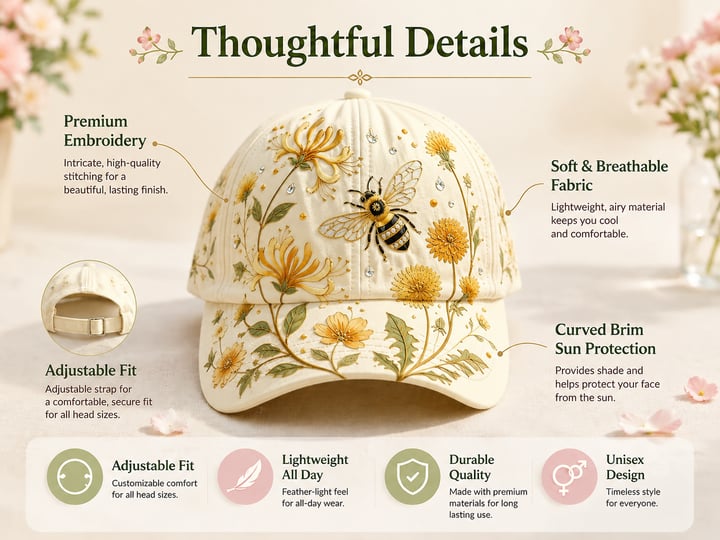 🌸🌿 Garden Morning Baseball Cap: Gentle Sunshine & Everyday Coziness! ☀️🌱🧢