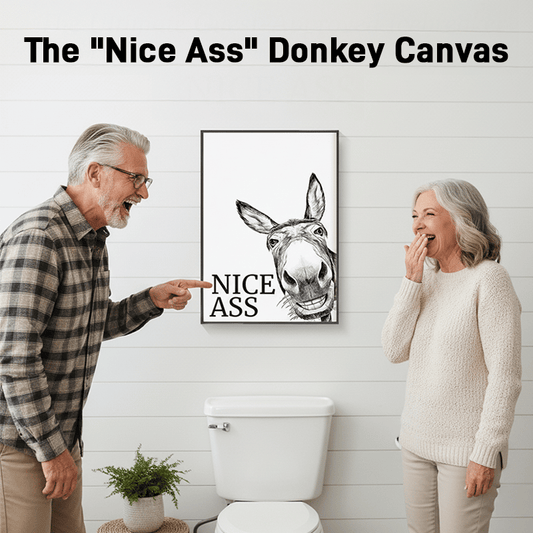 Funny "Nice Ass" Donkey Canvas ✨ Cheeky Bathroom Wall Art 🖼️