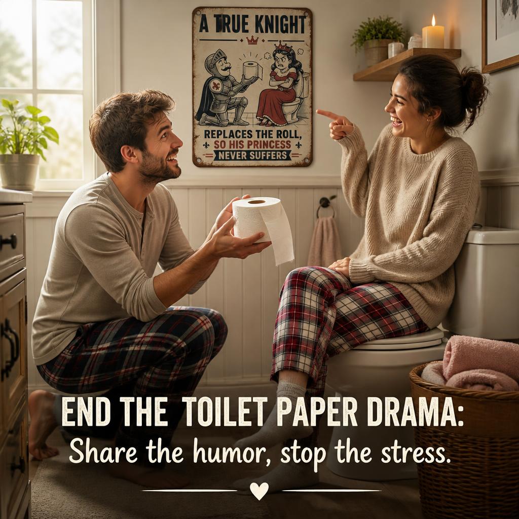 End the Empty Roll Debate Forever 🚽 Funny Couple's Loo Sign