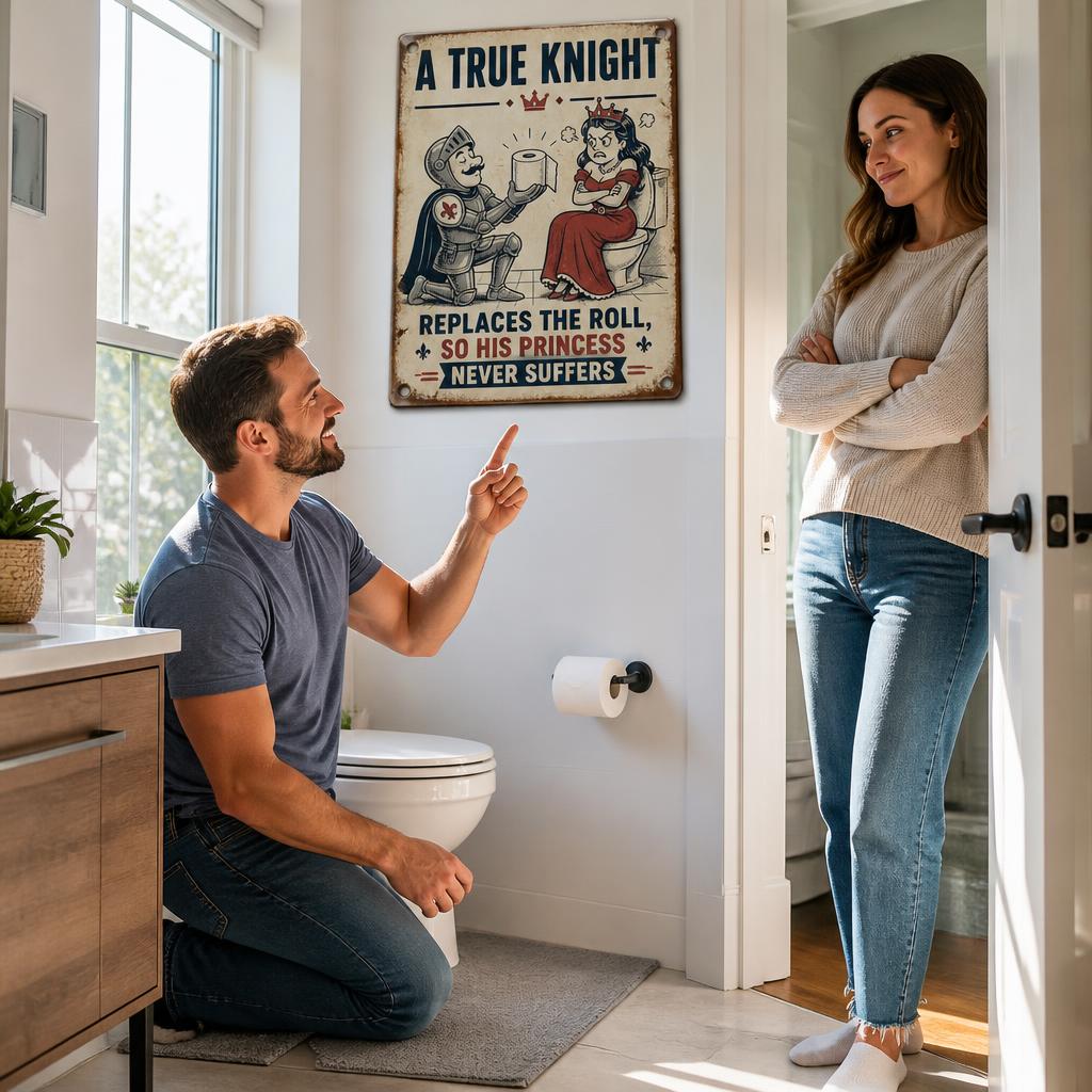 End the Empty Roll Debate Forever 🚽 Funny Couple's Loo Sign